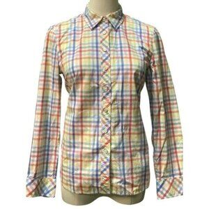 Talbots Long Sleeve Collared 100% Cotton Multicolor Plaid Woven Shirt Size S/P